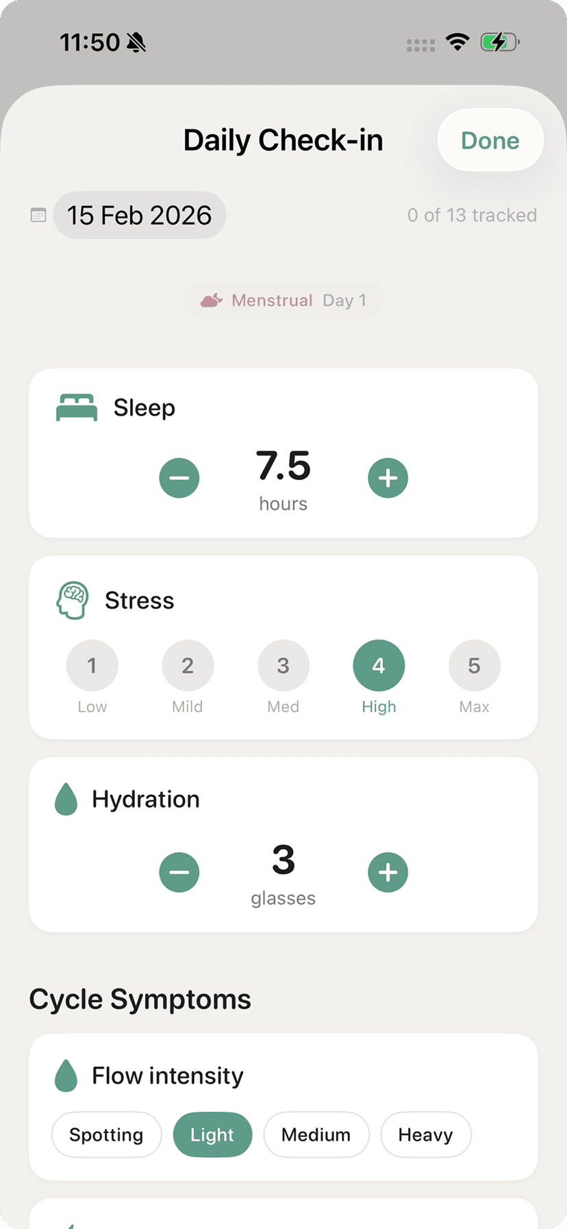 Haven Daily Check-in feature
