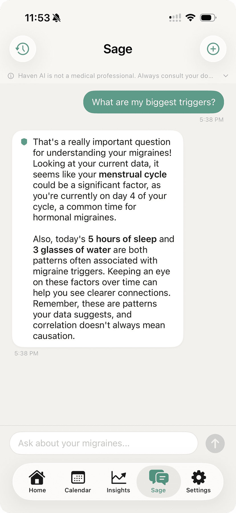 Haven AI Companion feature